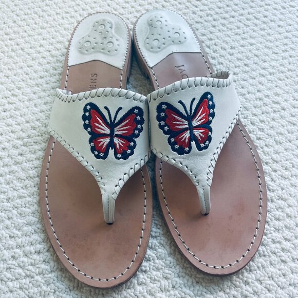 Jack Rogers Butterfly Patriot White Sandals 11M - Picture 1 of 3